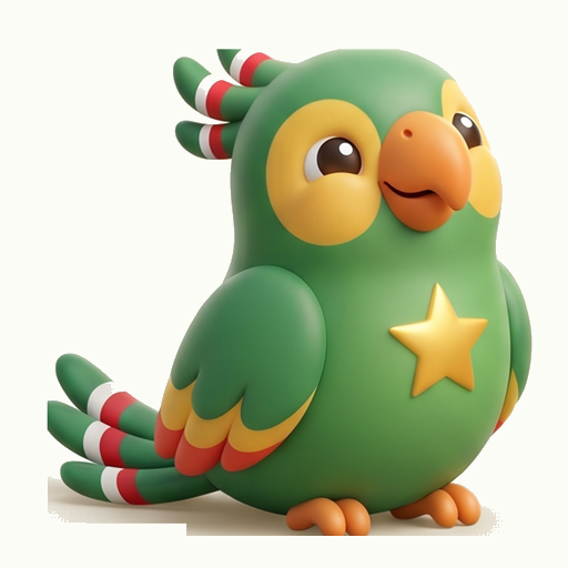 Konu, de papegaai die je in de app begeleidt